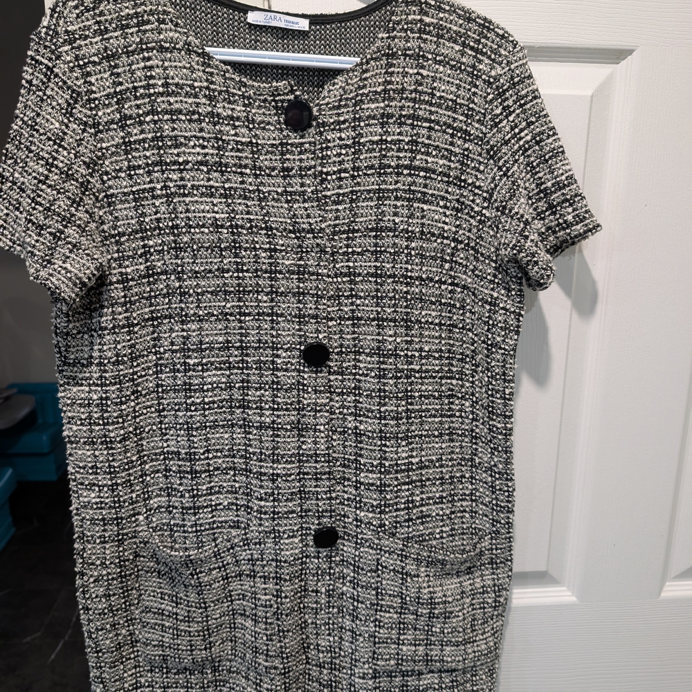 Zara Monochrome Tweed Dress